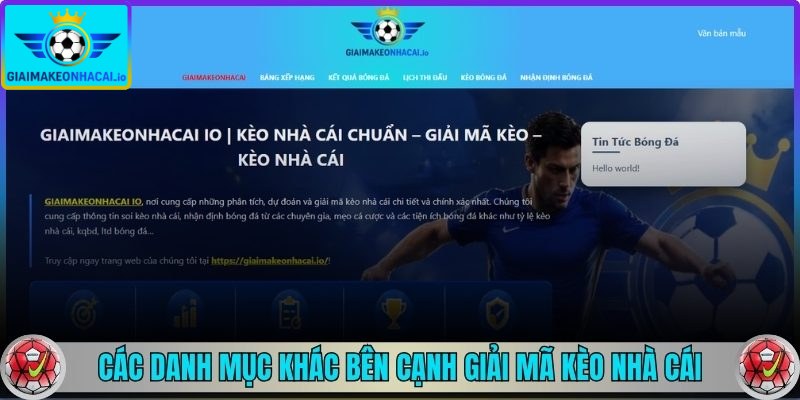 Các danh mục khác bên cạnh giải mã kèo nhà cái